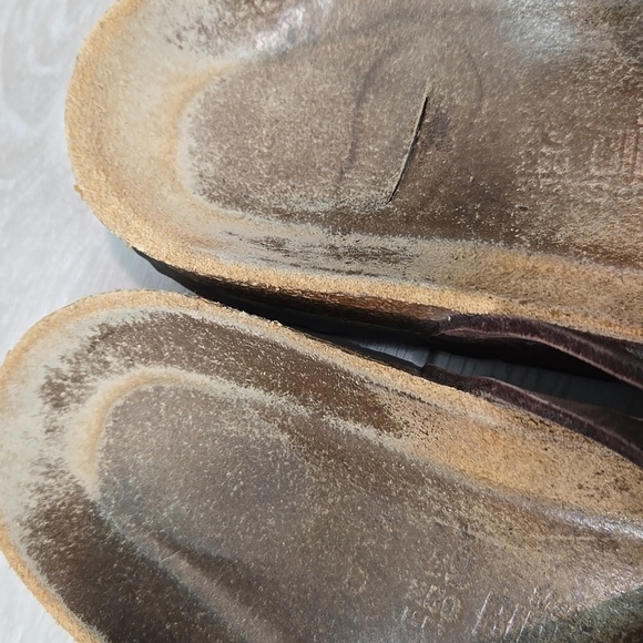 Birkenstock Women Brown Leather Sandals Flats Shoes Sz 39/8 Regular - Picture 4 of 13